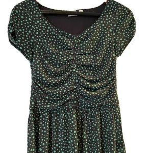 Anthropologie postage stamp green blue polka dot